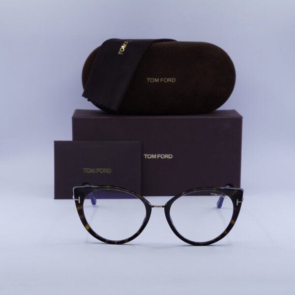 Tom Ford FT5815-B 052 Cat Eye Eyeglasses 54mm - Dark Havana/Gold - Picture 3 of 11